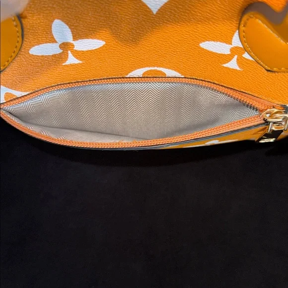 Orange Monogram Tote Bag with White Pattern, NEW, Fashion Bag - Picture 3 of 7